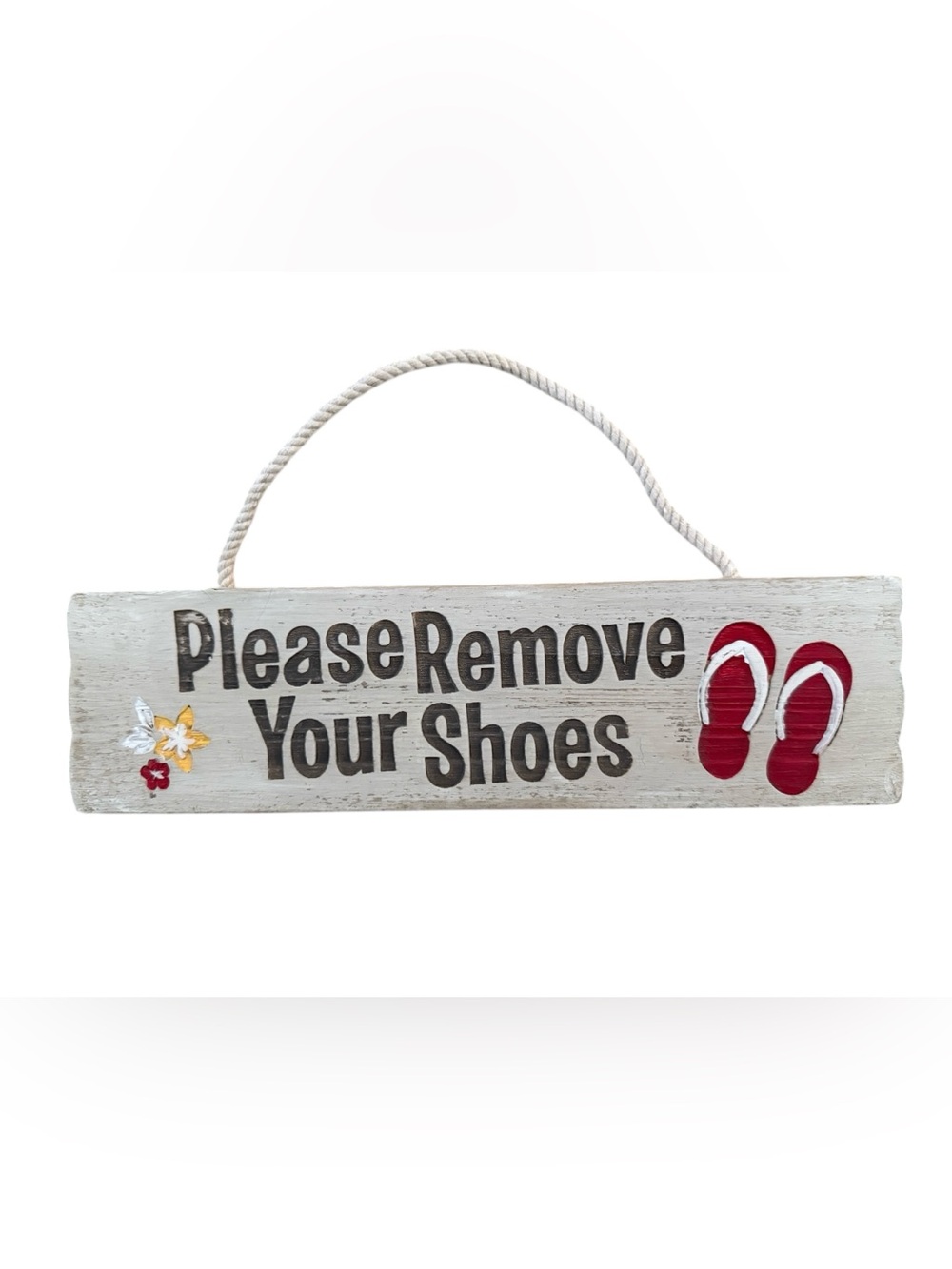 Island Heritage Hawaii: Please Remove Your Shoes Wood Hanging Sign (11 x 3”)